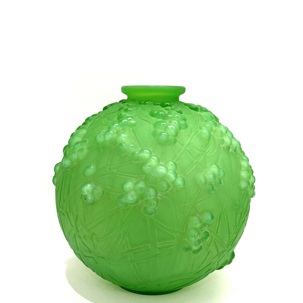 Vase "Druide" Verre Vert Jade Triple Couche de René LALIQUE ||||||