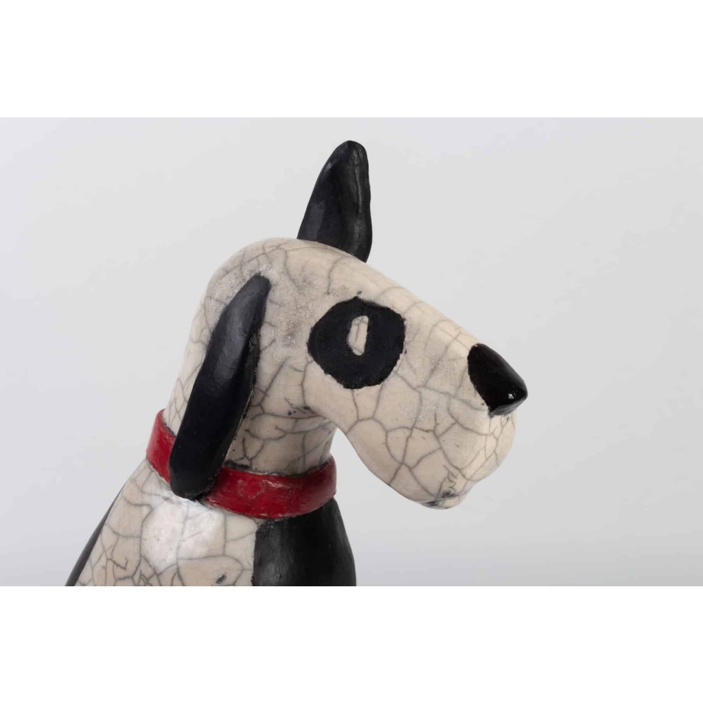 Sculpture " Fox terrier " en raku Sculpture " Fox terrier " en raku