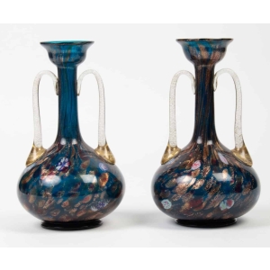 1 paire de vases Venise (Murano) à millefiori et adventurine (Salviati) 1870 ||||||||