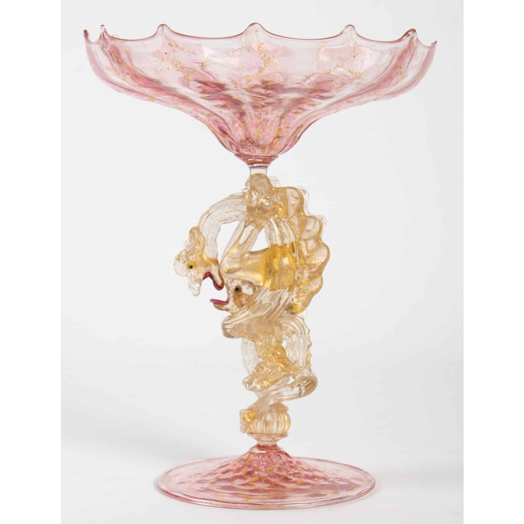 Coupe rose à 2 Dragons Venise(Murano), Salviati 1875 Coupe rose à 2 Dragons Venise(Murano), Salviati 1875