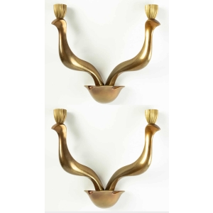 Paire d'Appliques en bronze signée Riccardo Scarpa 1960 ||||||