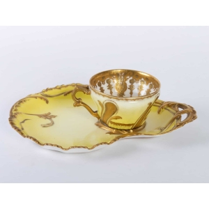 Tasse jaune et or rocaille Haviland 1890 ||||||||||||