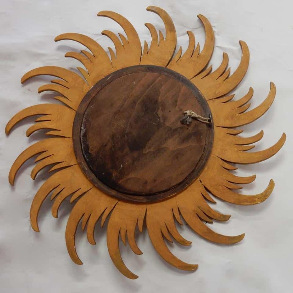 1950/70 ‘ Miroir Soleil Rayons Tournants Convexe, Bois Doré Diametre 58 Cm 1950/70 ‘ Miroir Soleil Rayons Tournants Convexe, Bois Doré Diametre 58 Cm