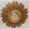 1950′ Miroir Soleil Convexe 2 Étages Bois Doré Et Argenté 63 Cm De Diamètre ||||||