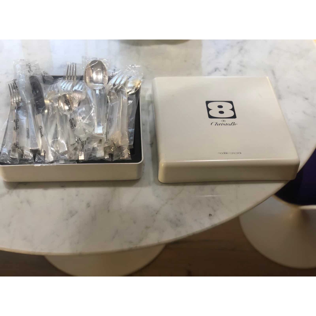 Christofle & Hamard Flatware "Concorde" Silver Plated Pieces, 48 Pieces ||