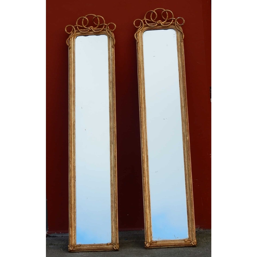 1850/80 Paire de Miroirs au Mercure N 3 .2m21 x 0m47 |||||||||