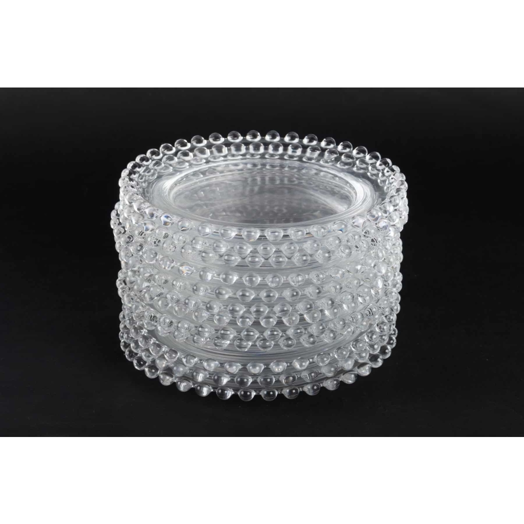 Service de 12 assiettes « Andlau » cristal incolore de LALIQUE FRANCE d'après un modèle de René LALIQUE Service de 12 assiettes « Andlau » cristal incolore de LALIQUE FRANCE d'après un modèle de René LALIQUE