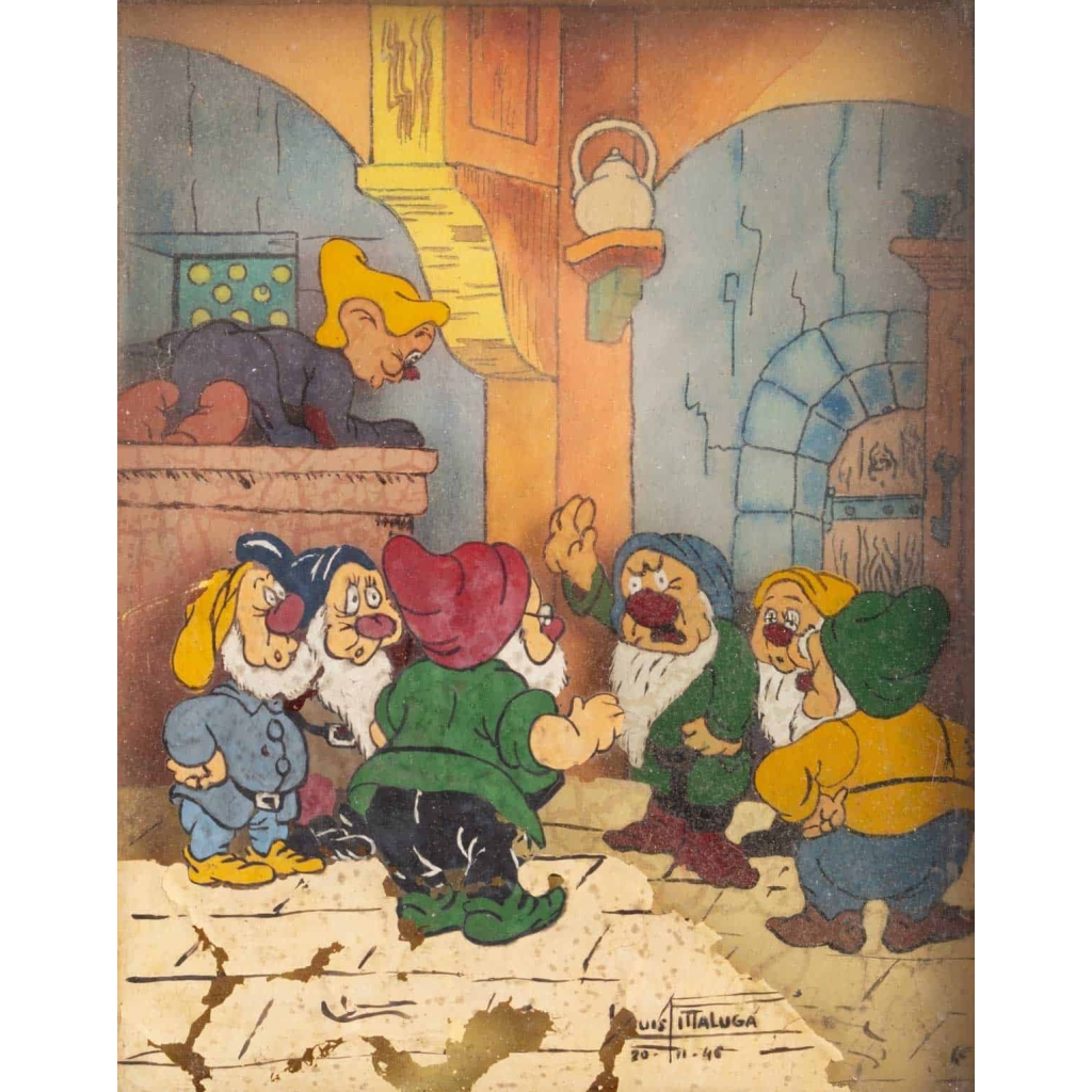 Tableaux Blanche Neige et les 7 Nains Louis Fittaluga 1946 Tableaux Blanche Neige et les 7 Nains Louis Fittaluga 1946