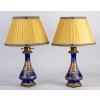 Paire de lampes bleues émaillées Napoléon III Paire de lampes bleues émaillées Napoléon III