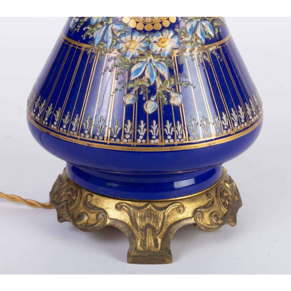 Paire de lampes bleues émaillées Napoléon III Paire de lampes bleues émaillées Napoléon III