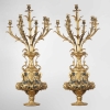 A Pair of French 19th Century Ormulu and Green Marble Candelabras. ||||||