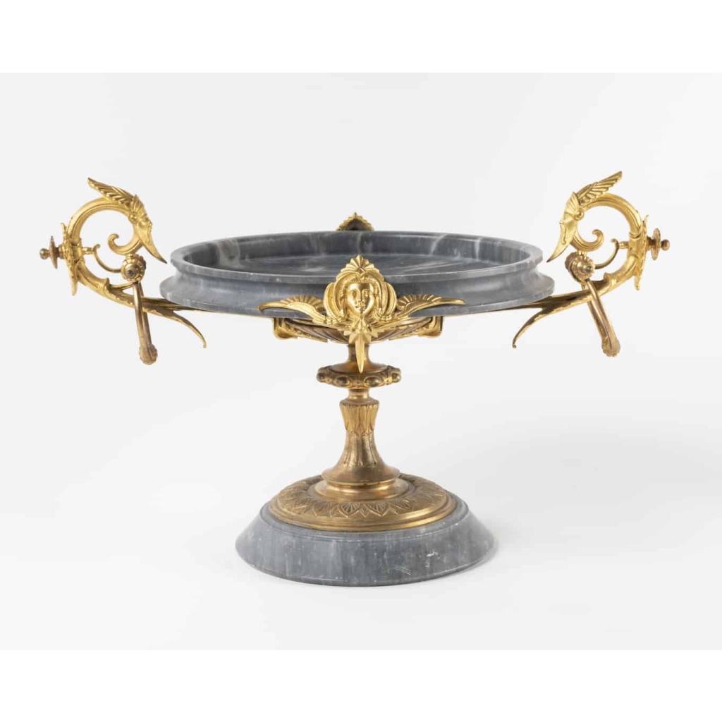 A French 19th Century neo-greek st. turquin marble and ormulu tazza. ||||||