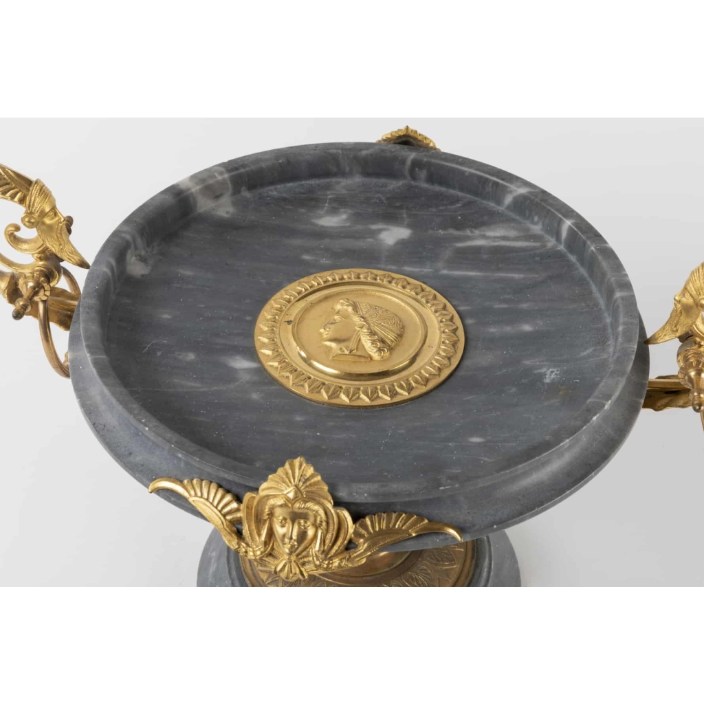 A French 19th Century neo-greek st. turquin marble and ormulu tazza. A French 19th Century neo-greek st. turquin marble and ormulu tazza.