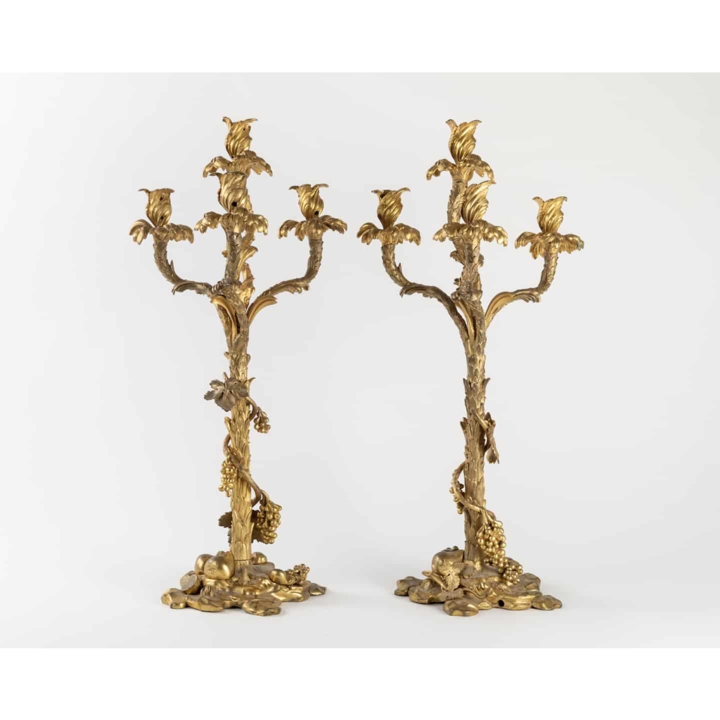 A Paire Of French 19th Century Ormulu Candelabras. |||||