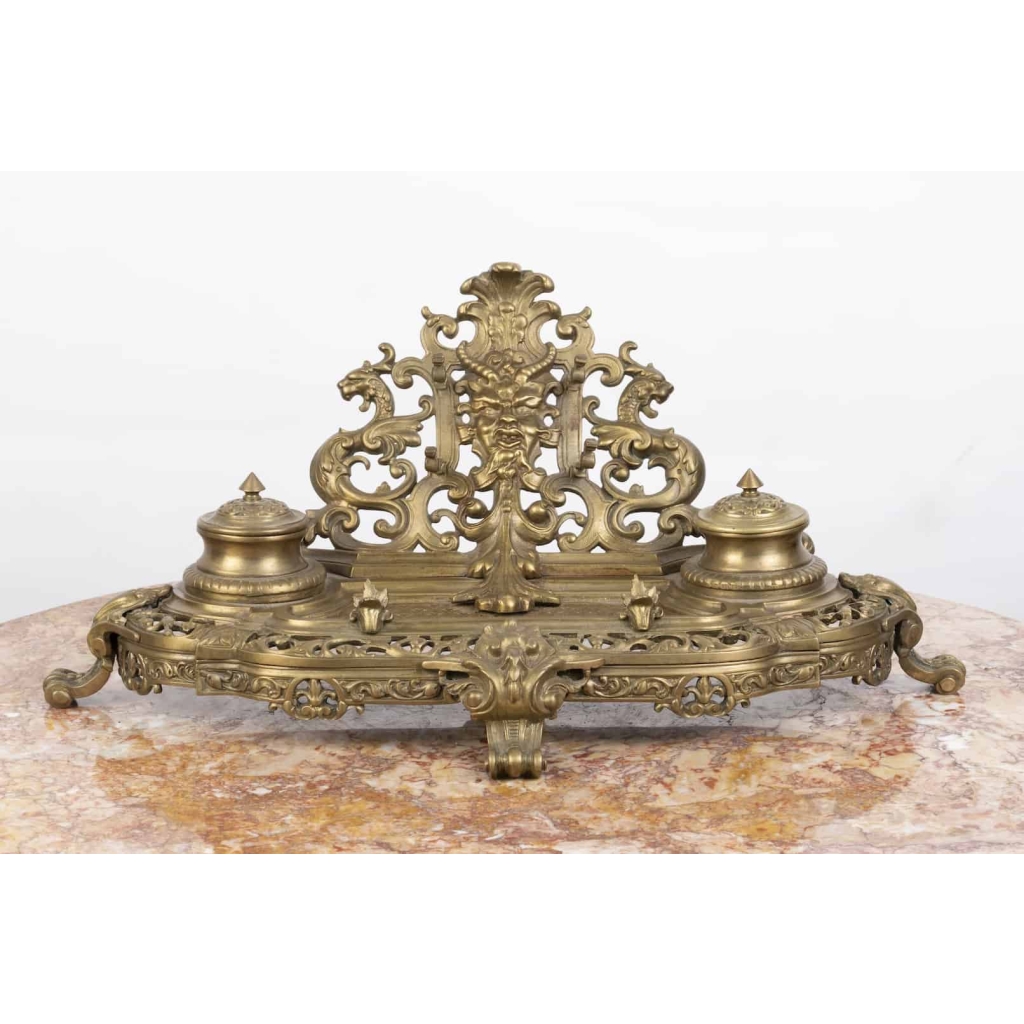 A French Late 19th Century Louis XV st. Ormulu Inkwell. |||||||