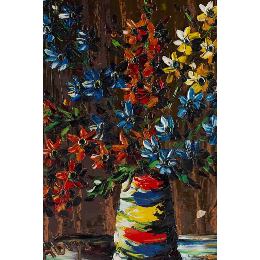 Tableau de S. Abrys vers 1950 "Bouquet de Campanules" Tableau de S. Abrys vers 1950 "Bouquet de Campanules"