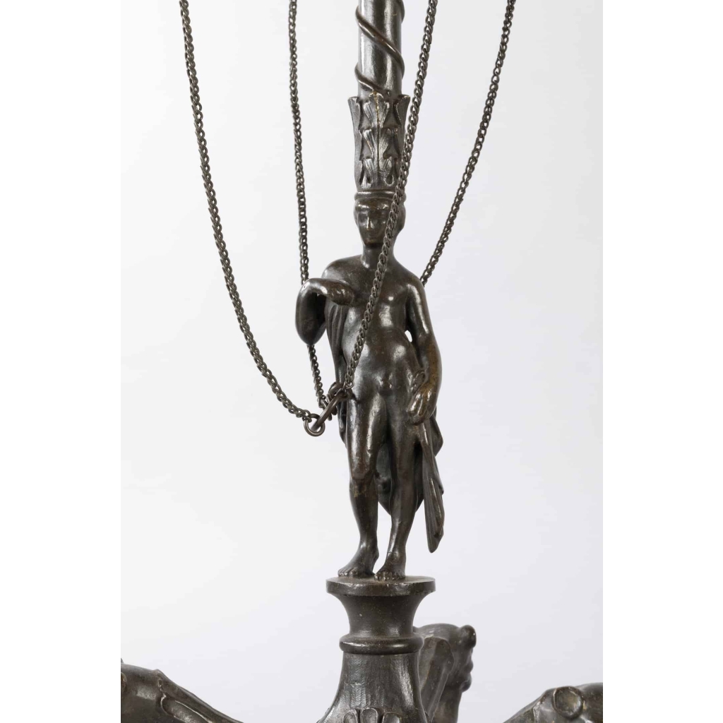 A Pair of 19th Century Patinated Bronze Renaissance St. Candelabras. A Pair of 19th Century Patinated Bronze Renaissance St. Candelabras.