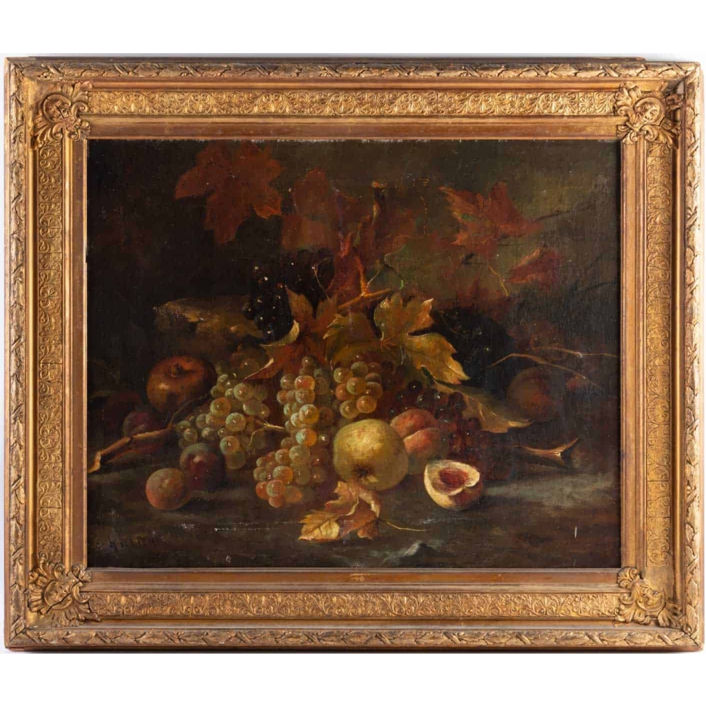 Tableau de H. Velten Nature morte aux Fruits XIXème ||||||||||||