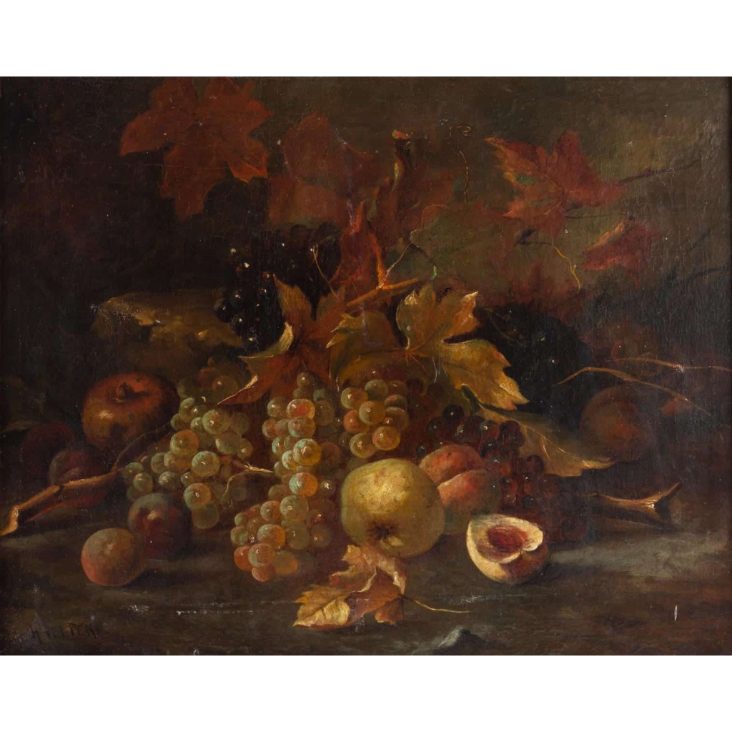 Tableau de H. Velten Nature morte aux Fruits XIXème Tableau de H. Velten Nature morte aux Fruits XIXème