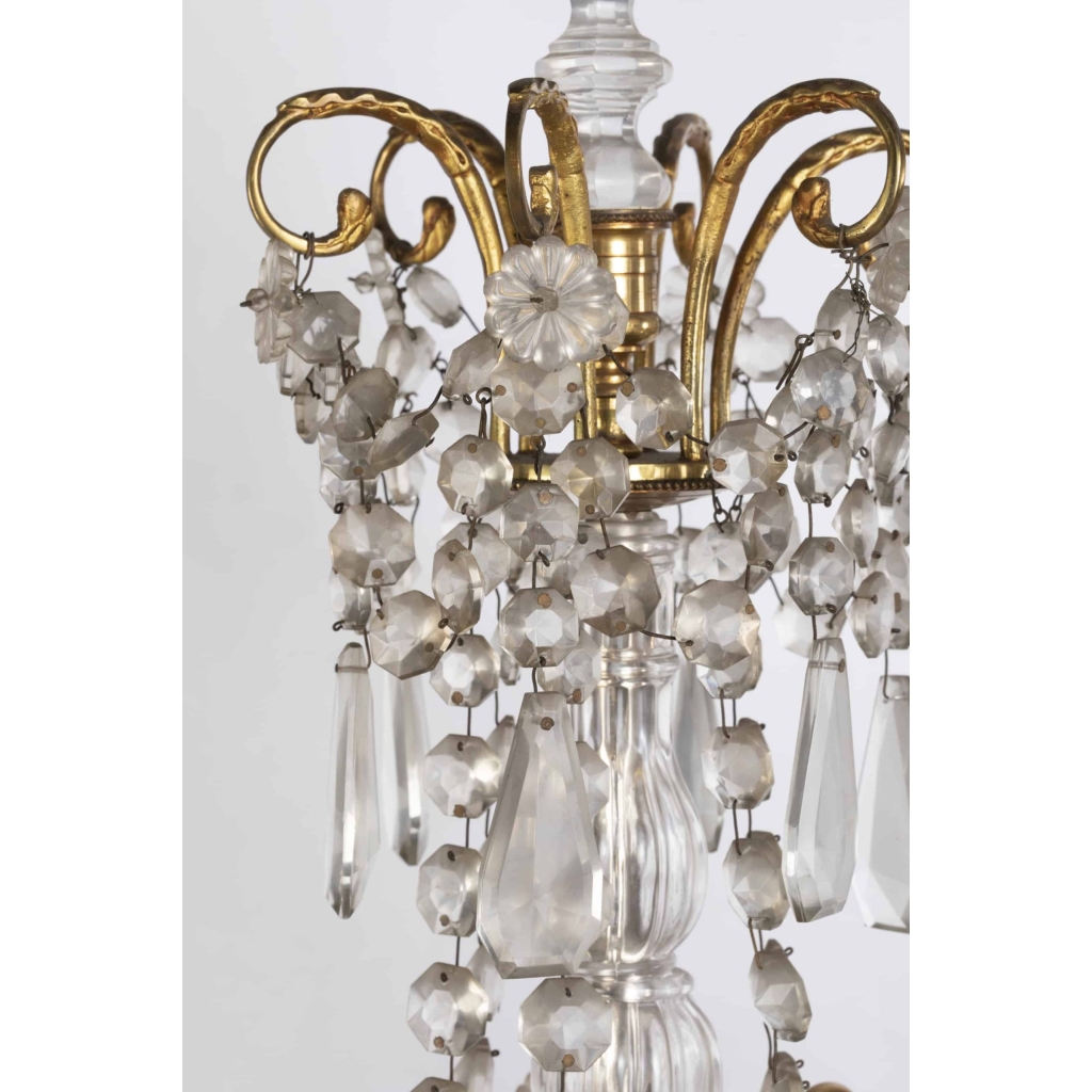 A Pair of French 19th Century Louis XVI St. Ormulu and Baccarat Crystal Girandoles. A Pair of French 19th Century Louis XVI St. Ormulu and Baccarat Crystal Girandoles.