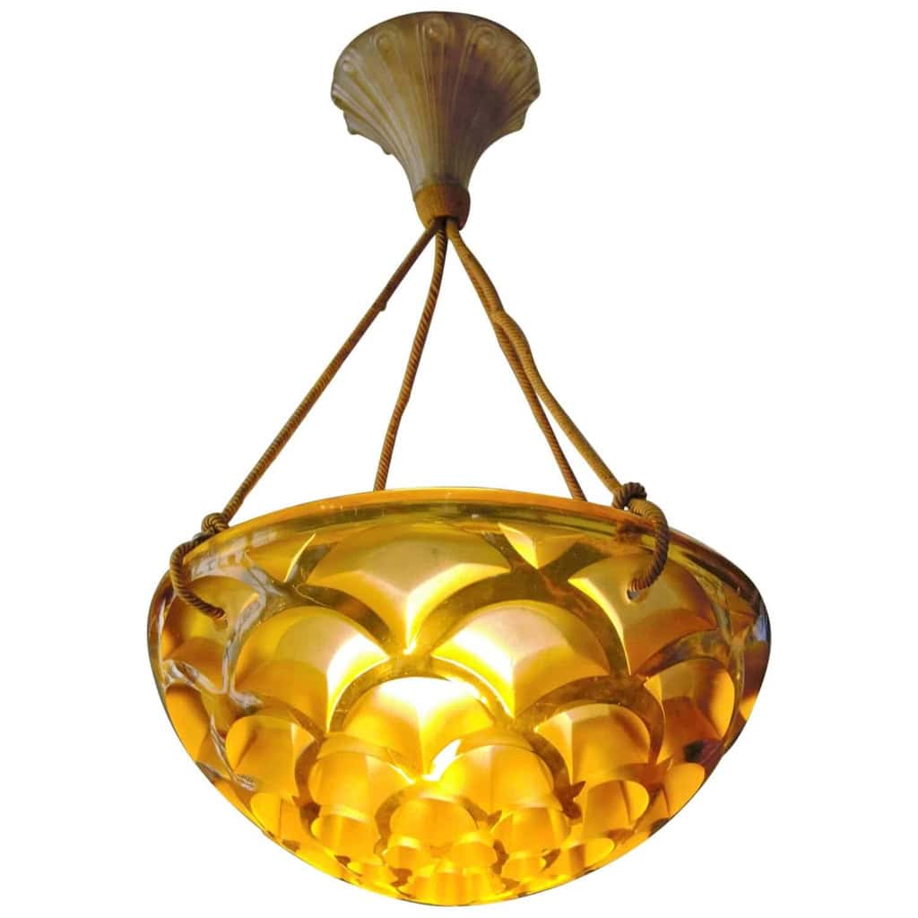 Plafonnier vasque "rinceaux" René Lalique / suspension , 1926 ||