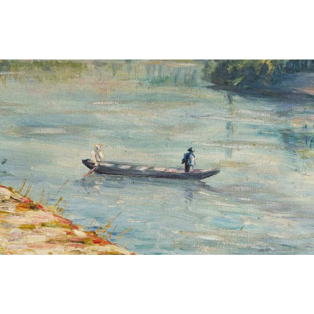 "Bord de rivière" de Elisabeth Dodel, début XXème. "Bord de rivière" de Elisabeth Dodel, début XXème.