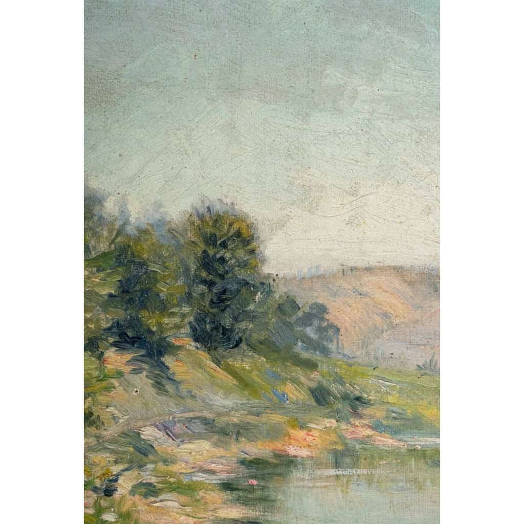 "Bord de rivière" de Elisabeth Dodel, début XXème. "Bord de rivière" de Elisabeth Dodel, début XXème.