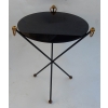 1960/70′ Guéridon Fer Forgé Ornements En Laiton Style Jacques Adnet Diamètre 49 cm |||||||