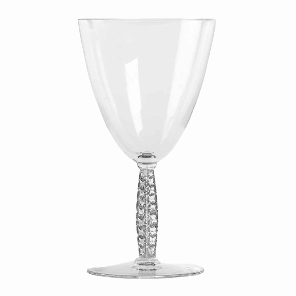 Suite de 5 cinq verres à vin "Dornach" verre blanc patiné gris de René LALIQUE Suite de 5 cinq verres à vin "Dornach" verre blanc patiné gris de René LALIQUE