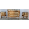 1950/70′ Commode Arbalète Et Paire De Chevets 3 Tiroirs Bois Doré Style Renaissance Italienne 124X49XH91 cm |||||||