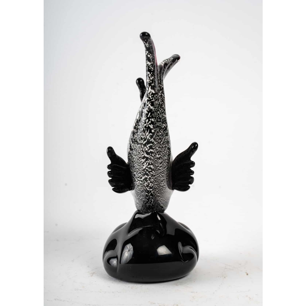 Poisson noir et argent , Murano, années 1950 Poisson noir et argent , Murano, années 1950