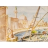 Dessin sur papier sous verre, encadré, signé Luez, XXème siècle. Vue d'un Port Oriental. Dessin sur papier sous verre, encadré, signé Luez, XXème siècle. Vue d'un Port Oriental.