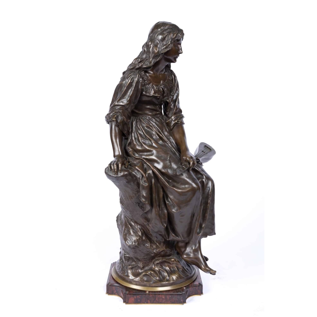 A French Late 19th Century Bronze "La Joueuse à La Mandoline" by Paul Eugène Mengin (1853-1937) A French Late 19th Century Bronze "La Joueuse à La Mandoline" by Paul Eugène Mengin (1853-1937)