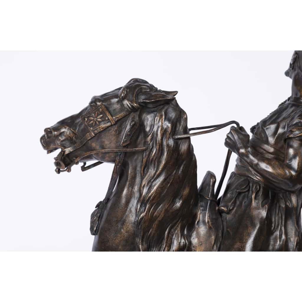 19th century orientalist bronze « The Arab falconer on horseback » By Pierre-Jules Mêne (1810-1979) 19th century orientalist bronze « The Arab falconer on horseback » By Pierre-Jules Mêne (1810-1979)