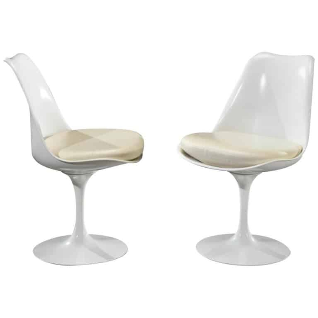 Eero Saarinen & Knoll 2 chaises "Tulipe" XXth ||