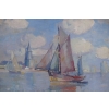 MORCHAIN Paul Peinture 20è Bateaux de pêche sortant du port de La Rochelle Huile signée MORCHAIN Paul Peinture 20è Bateaux de pêche sortant du port de La Rochelle Huile signée