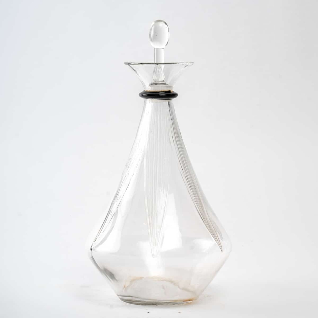 Carafe "Sélestat" verre blanc et verre noir de René LALIQUE ||||||||||