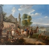 Tableau flamand, huile sur toile, scène de fête au village, XIXème siècle Tableau flamand, huile sur toile, scène de fête au village, XIXème siècle