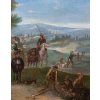 Tableau flamand, huile sur toile, scène de fête au village, XIXème siècle Tableau flamand, huile sur toile, scène de fête au village, XIXème siècle