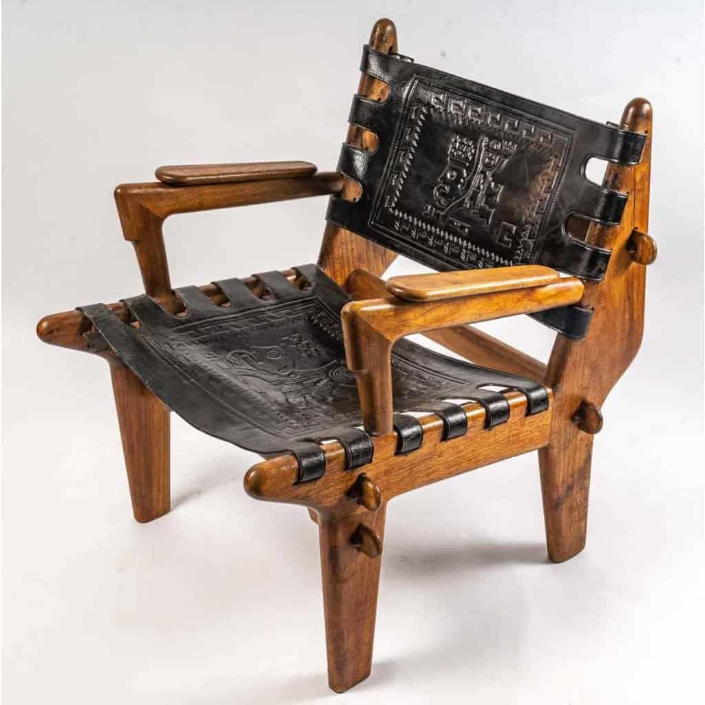 Paire de fauteuils, années 1960, teck et cuir Paire de fauteuils, années 1960, teck et cuir