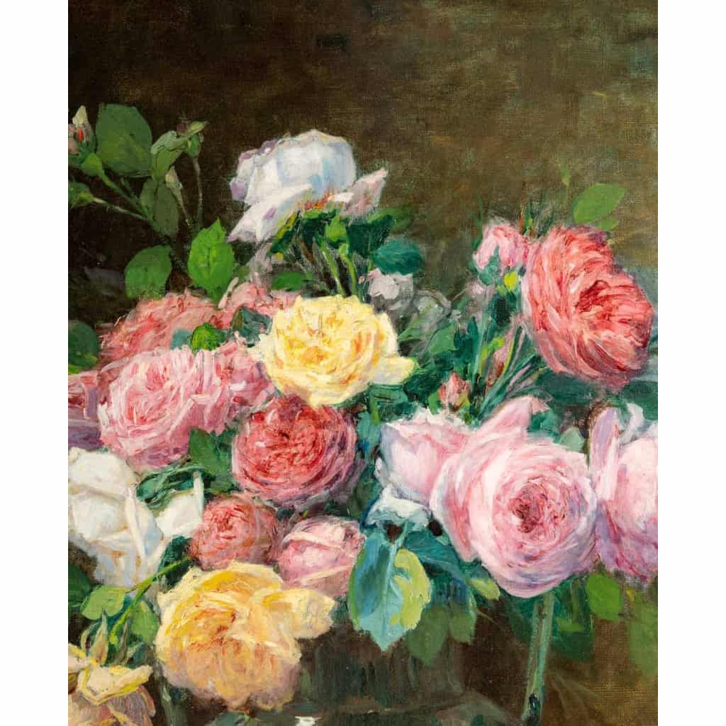 Justin Jules Claverie (1859 - 1932) : Bouquet de roses. Justin Jules Claverie (1859 - 1932) : Bouquet de roses.