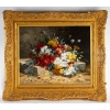 Henri Cauchois (1850 - 1911) : Bouquet d'oeillets sur un entablement. |||||||