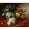 Henri Cauchois (1850 - 1911) : Nature morte aux bouquets de roses. Henri Cauchois (1850 - 1911) : Nature morte aux bouquets de roses.