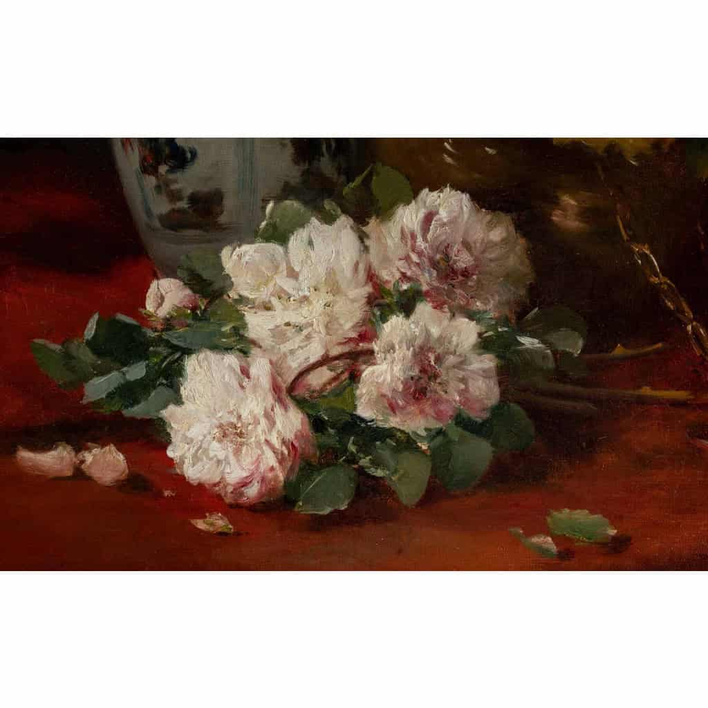 Henri Cauchois (1850 - 1911) : Nature morte aux bouquets de roses. Henri Cauchois (1850 - 1911) : Nature morte aux bouquets de roses.