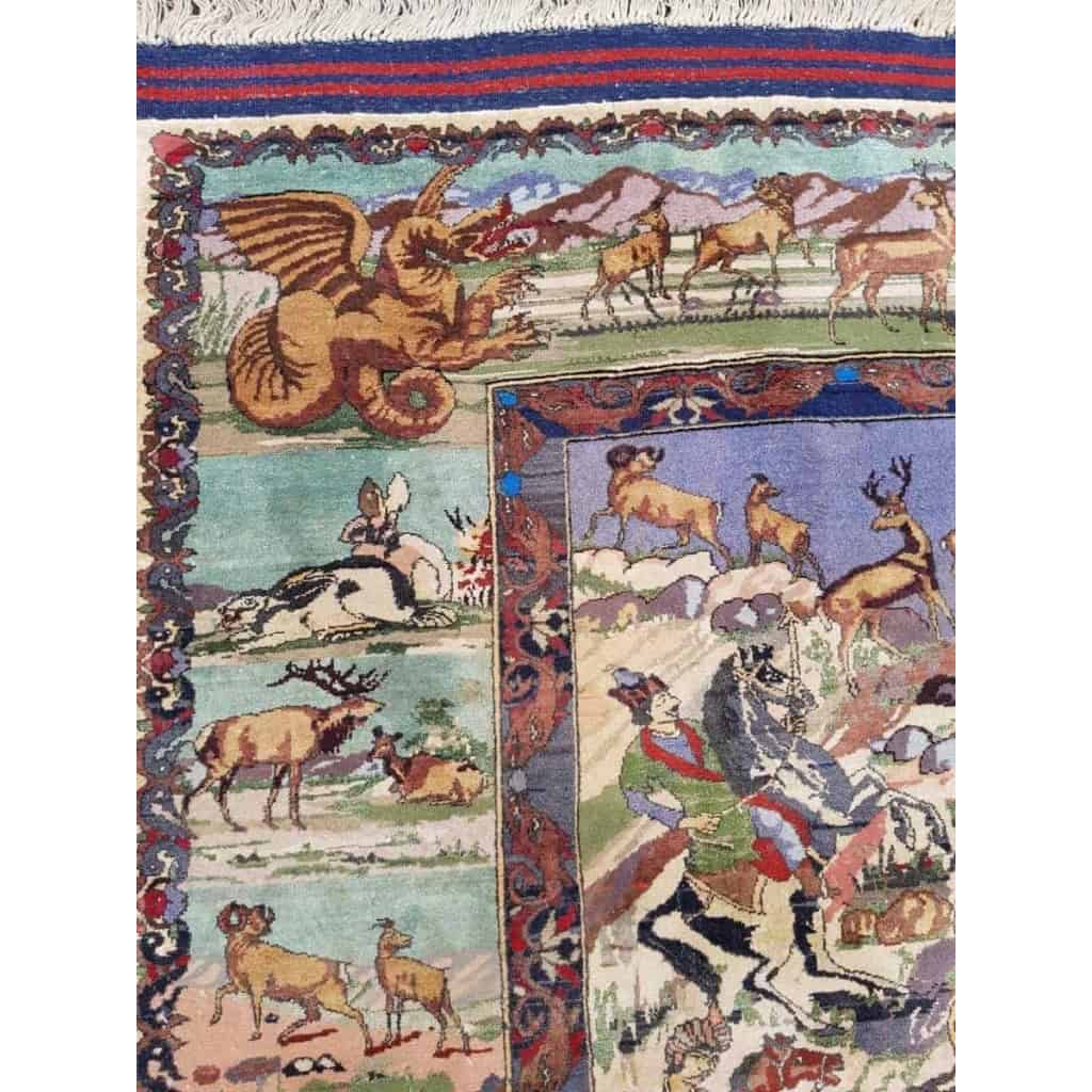 Tapis Tabriz Laine Et Soie - Chasse Persane - Vers 1970 Iran Epoque Du Shah Tapis Tabriz Laine Et Soie - Chasse Persane - Vers 1970 Iran Epoque Du Shah