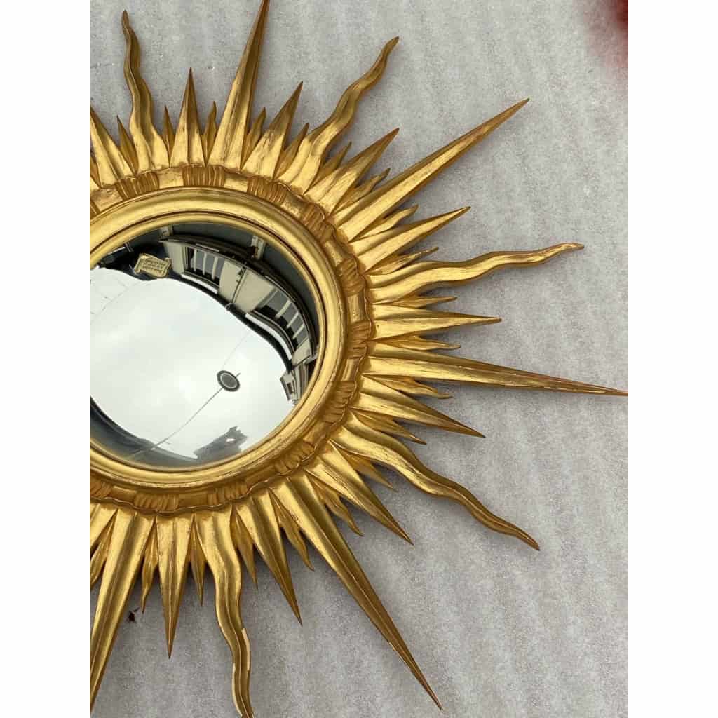 1970 ‘ Miroir Soleil Bois Doré Convexe Diamètre 89 Cm 1970 ‘ Miroir Soleil Bois Doré Convexe Diamètre 89 Cm