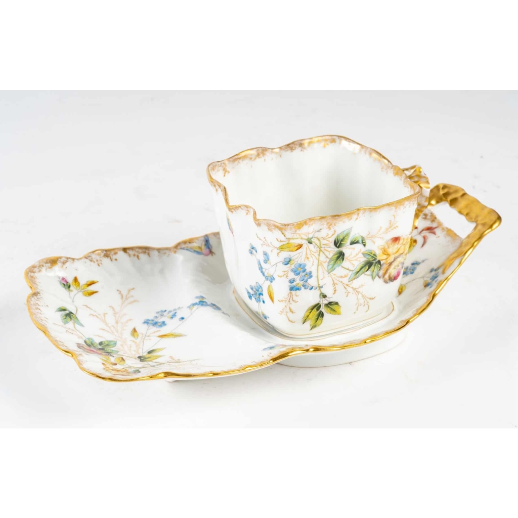 " Tartineur "fleuri en porcelaine de Paris, XIXème siècle |||||||||||