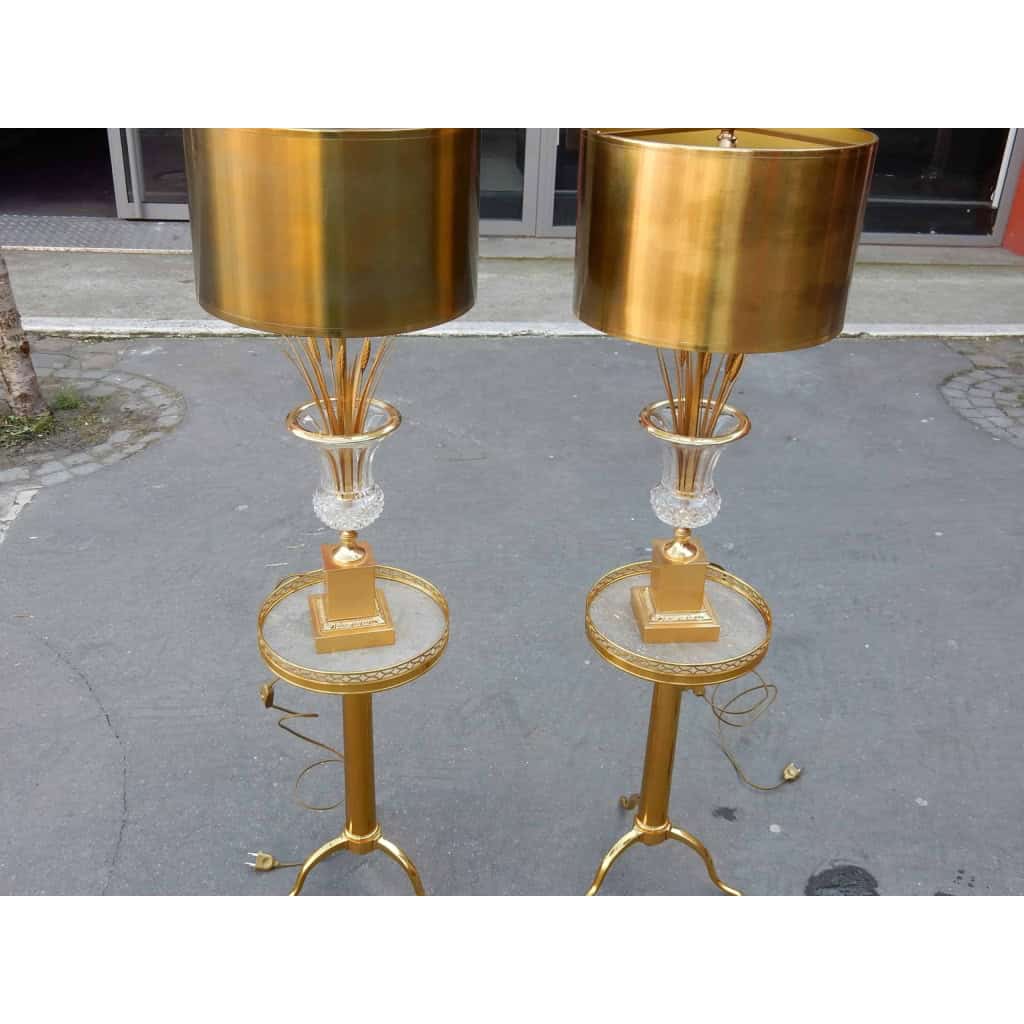 1950-70′ Paire de Lampes Vases Medicis en Cristal et Bronze Style Maison Charles 1950-70′ Paire de Lampes Vases Medicis en Cristal et Bronze Style Maison Charles