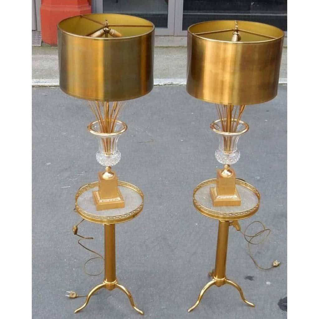 1950-70′ Paire de Lampes Vases Medicis en Cristal et Bronze Style Maison Charles 1950-70′ Paire de Lampes Vases Medicis en Cristal et Bronze Style Maison Charles