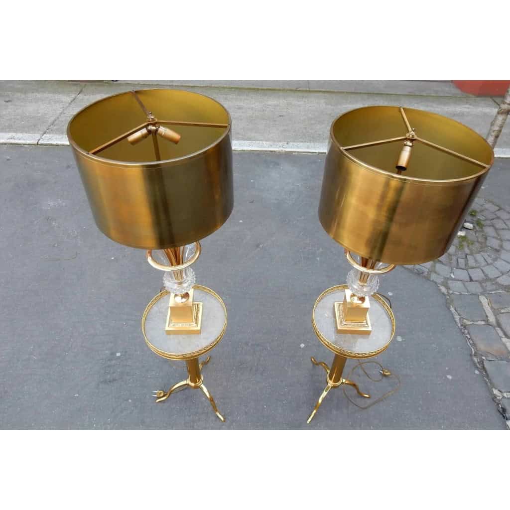 1950-70′ Paire de Lampes Vases Medicis en Cristal et Bronze Style Maison Charles 1950-70′ Paire de Lampes Vases Medicis en Cristal et Bronze Style Maison Charles